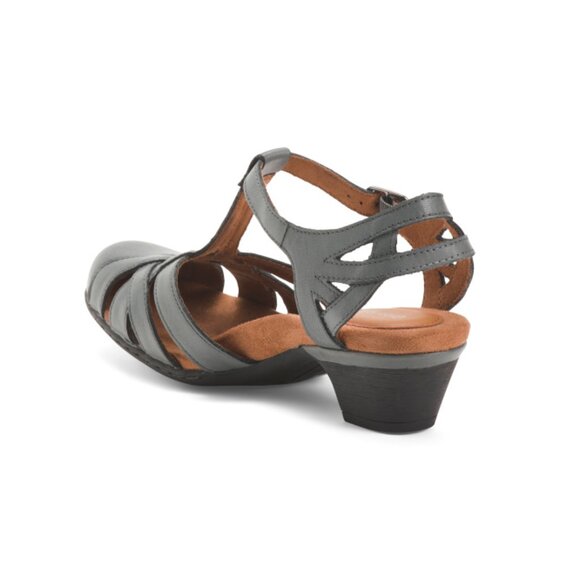 COBB HILL ROCKPORT Olive Green Leather Aubrey T-strap Sandals - Picture 2 of 2